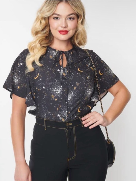 Unique Vintage Tops - Unique Vintage Galaxy Print Cecilia Blouse